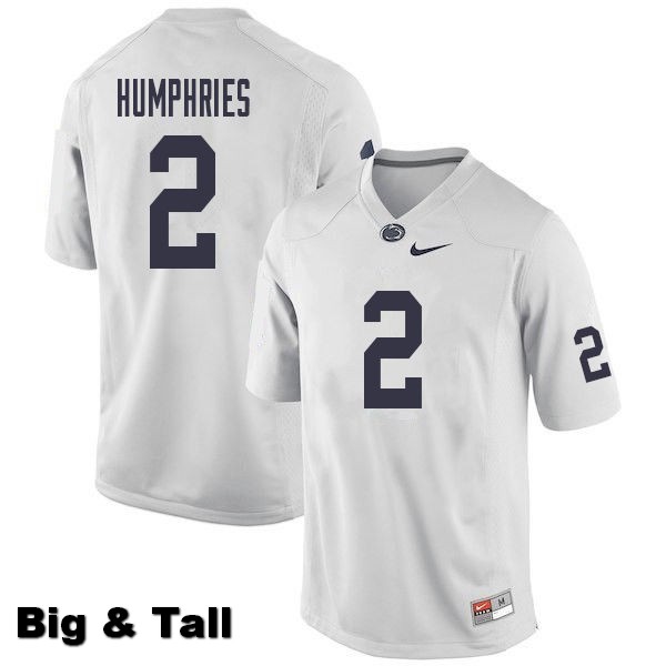 NCAA Nike Men's Penn State Nittany Lions Isaiah Humphries #2 College Football Authentic Big & Tall White Stitched Jersey EZS5198DI